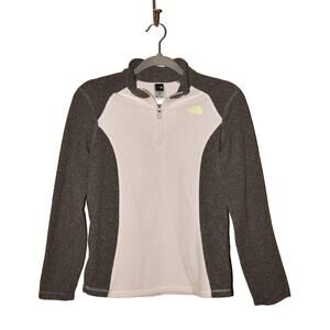 THE NORTH FACE $75‎ White Gray 1/4 Zip Fleece Pullover Girl's Large
